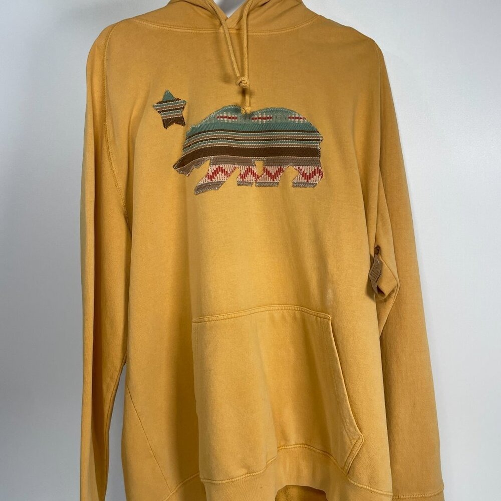 ADKTD‎ Lifestyle Cali Bear Hoodie Men's XL Mustard Yellow Santa Barbara